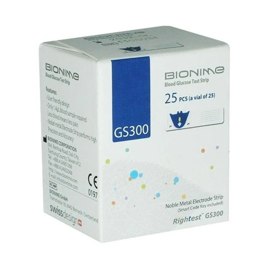Bionime– Bandelettes de Test Glycémie – Boîte de 25