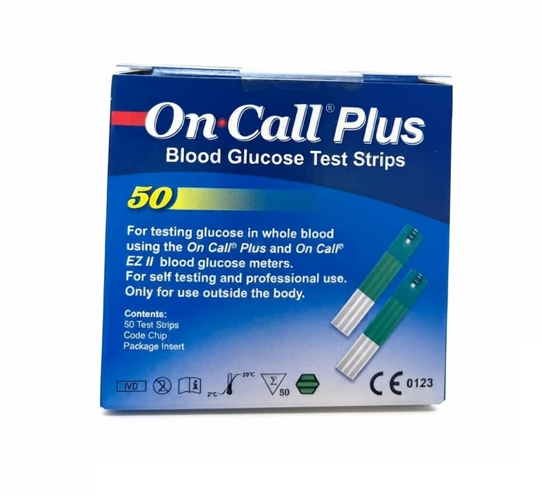 On Call Plus – Bandelettes de Test Glycémie – Boîte de 50
