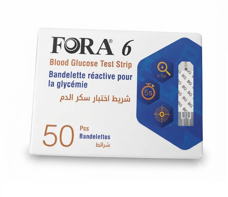FORA 6 duo – Bandelettes de Test Glycémie – Boîte de 50